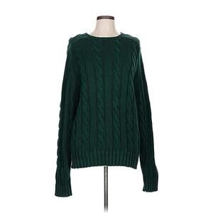 VTG Ralph Lauren Green Cableknit Cotton Chunky Sweater L